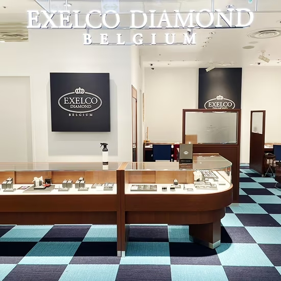 結婚指輪ブランドの「エクセルコダイヤモンド」の店内写真