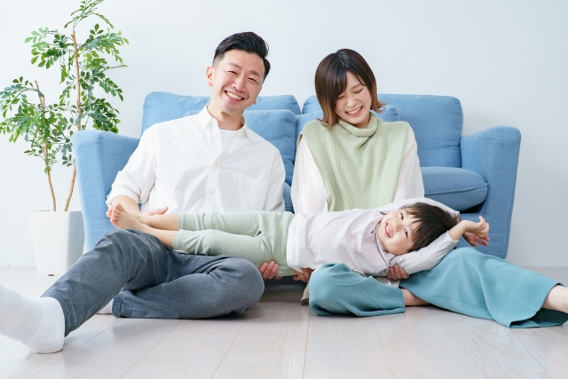 3人家族の写真